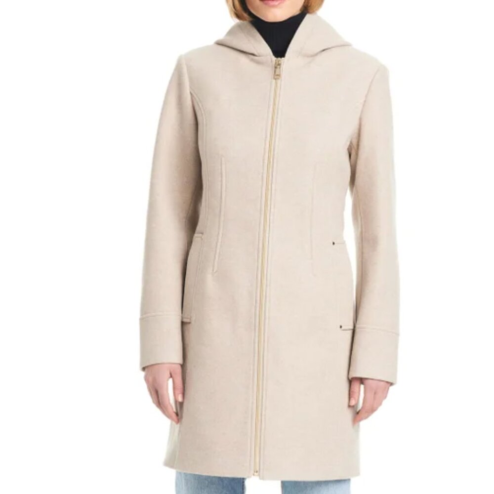 Vince Camuto Beige Hooded Coat